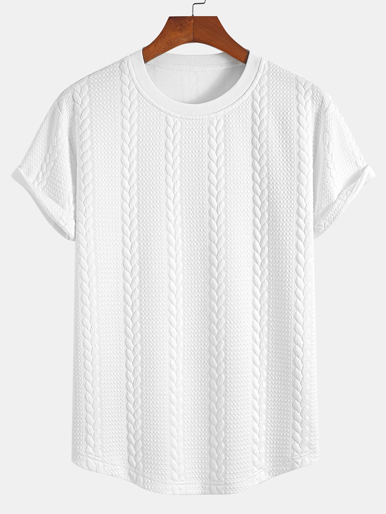 Aarón® | T-shirt con orlo ad arco in jacquard intrecciato e pantaloncini in jacquard intrecciato