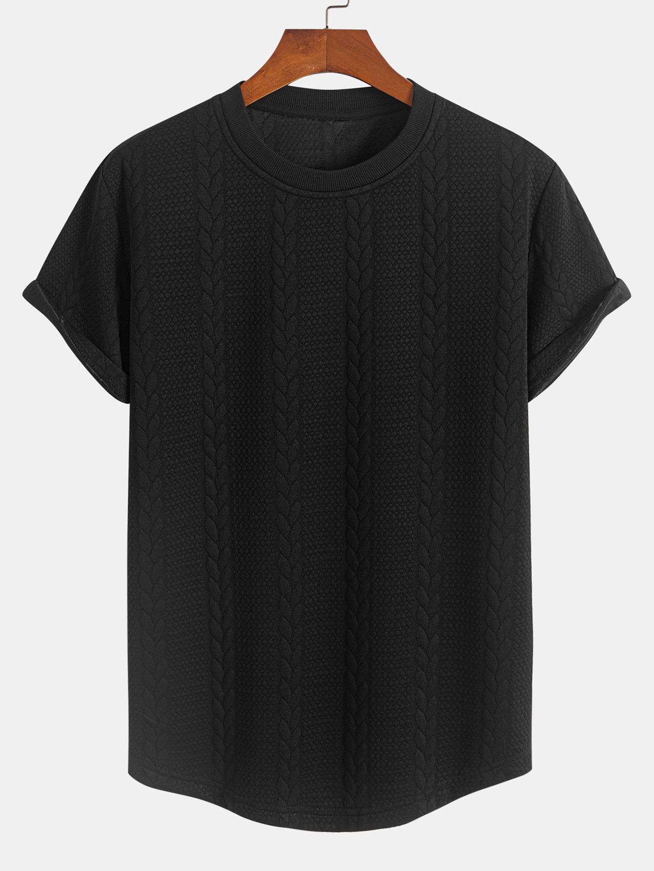 Aarón® | T-shirt con orlo ad arco in jacquard intrecciato e pantaloncini in jacquard intrecciato