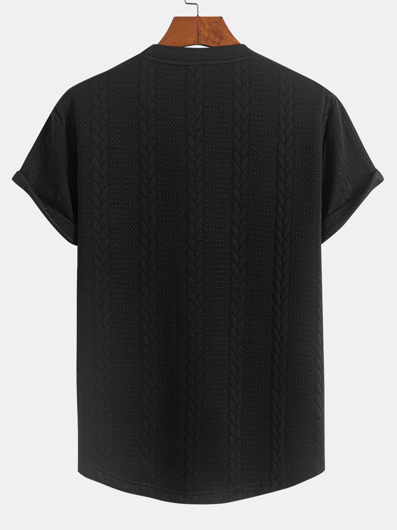 Aarón® | T-shirt con orlo ad arco in jacquard intrecciato e pantaloncini in jacquard intrecciato